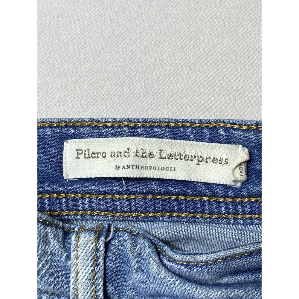Pilcro Anthropologie Womens 27 Slim Boyfriend Jeans Distressed Light Wash - Picture 2 of 12